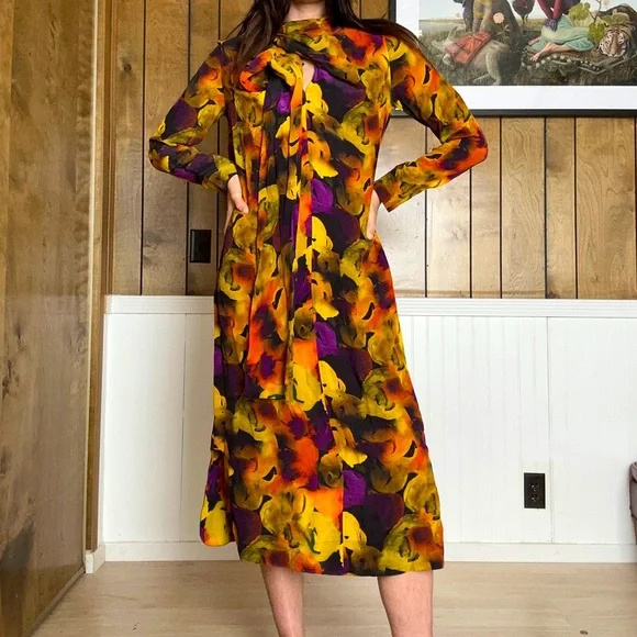 ganni yellow silk dress Maxi dress Ganni Yellow size 34 FR in Cotton